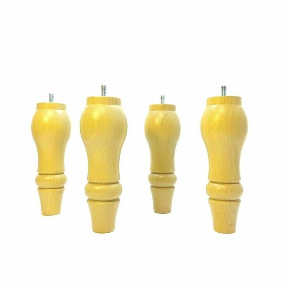 Wood Furniture Leg Couch Feet Sofa Chair Bed Table Ottoman Plinth Natural Set 4 - Picture 4 of 10